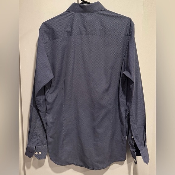 Eton polk dot Slim fit Dress Shirt c'assicdesigner pffice formal button up navy - Picture 5 of 5
